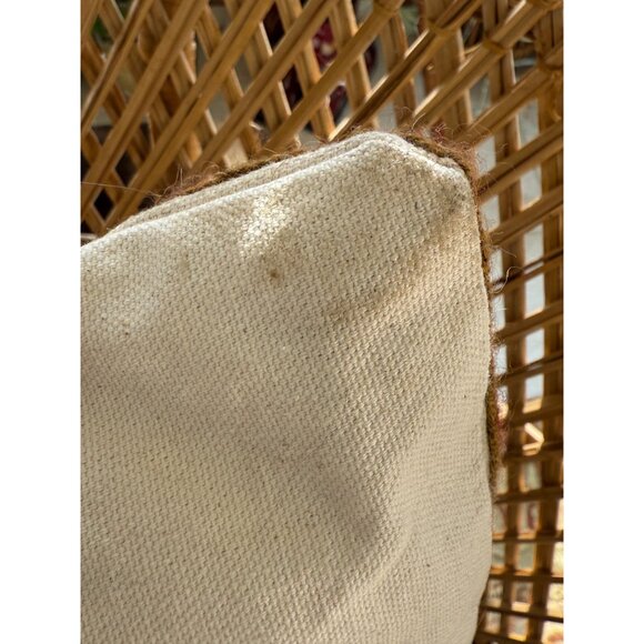 Vintage 80s Floral Wool Crewel Chainstitch Embroidery Accent Pillow 15x16" - Picture 6 of 10